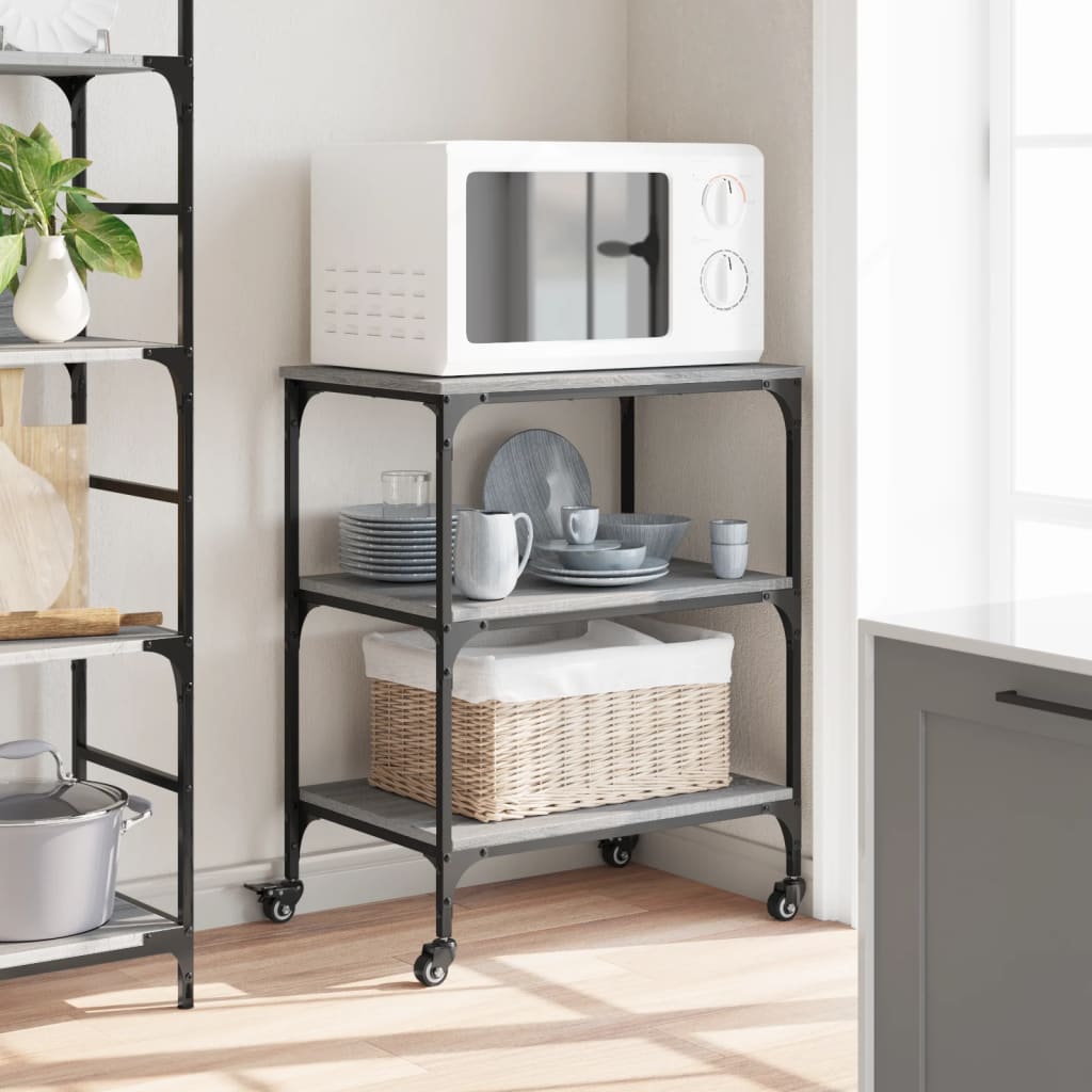 Carrello da Cucina Grigio Sonoma 60x41x76 cm Legno Multistrato 842304