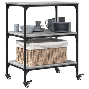 Carrello da Cucina Grigio Sonoma 60x41x76 cm Legno Multistrato 842304