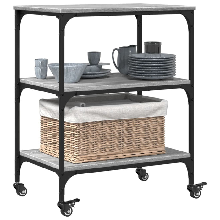 Carrello da Cucina Grigio Sonoma 60x41x76 cm Legno Multistrato 842304