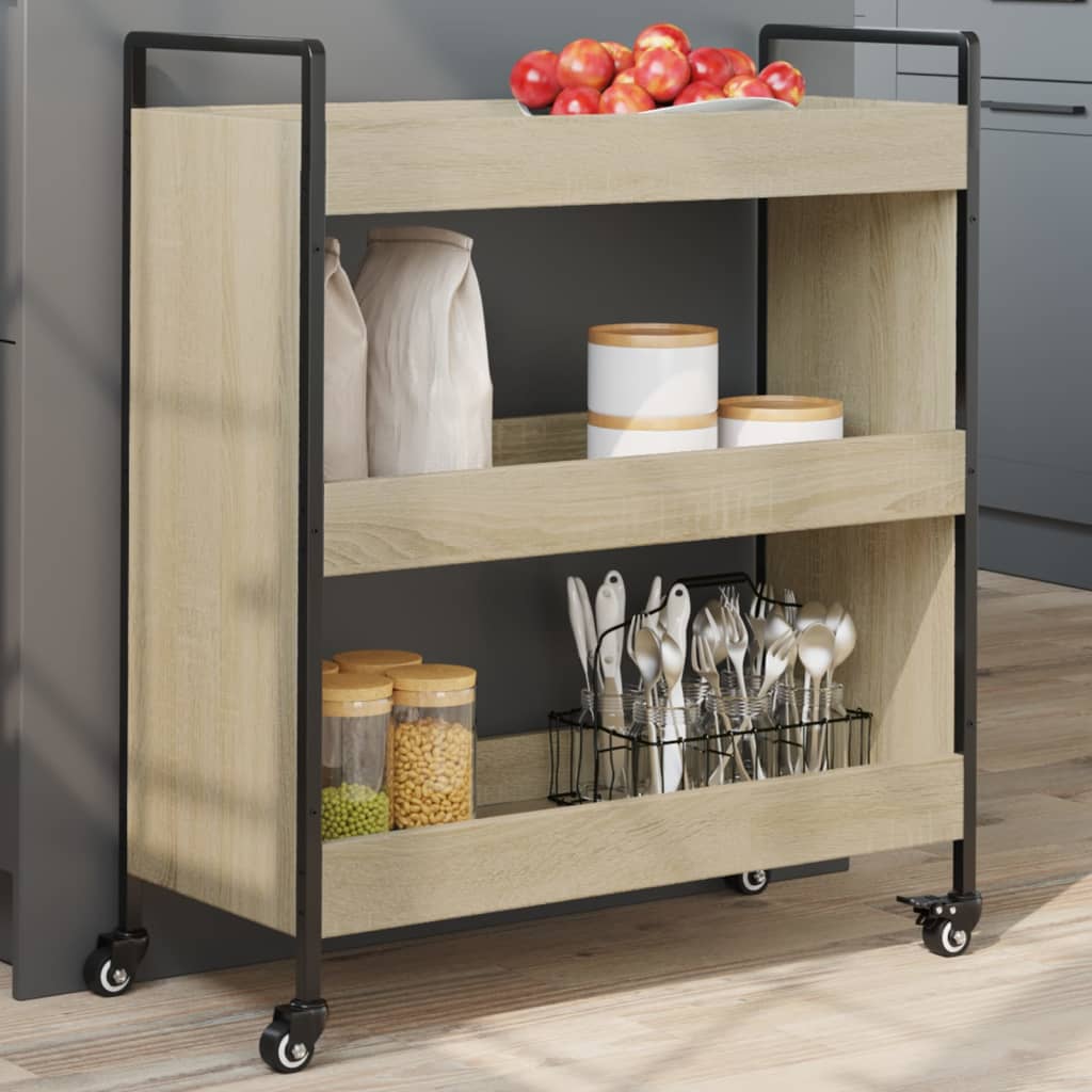 Carrello da Cucina Rovere Sonoma 70x30x82 cm Legno Multistrato 842317