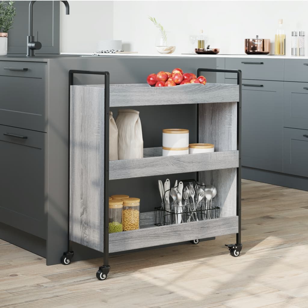 Carrello da Cucina Grigio Sonoma 70x30x82 cm Legno Multistrato 842319