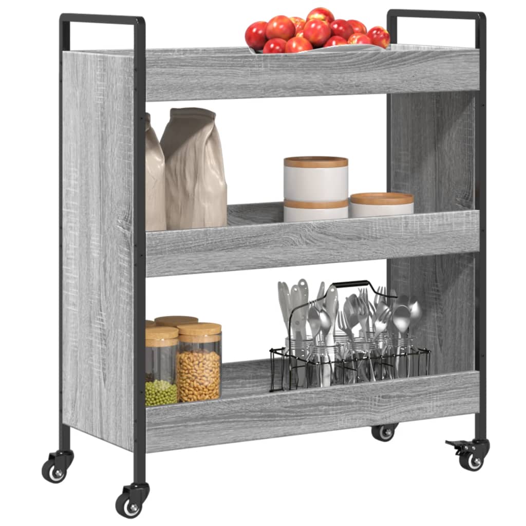 Carrello da Cucina Grigio Sonoma 70x30x82 cm Legno Multistrato 842319