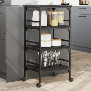 Carrello da Cucina Nero 45x35x89,5 cm in Legno Multistratocod mxl 113907