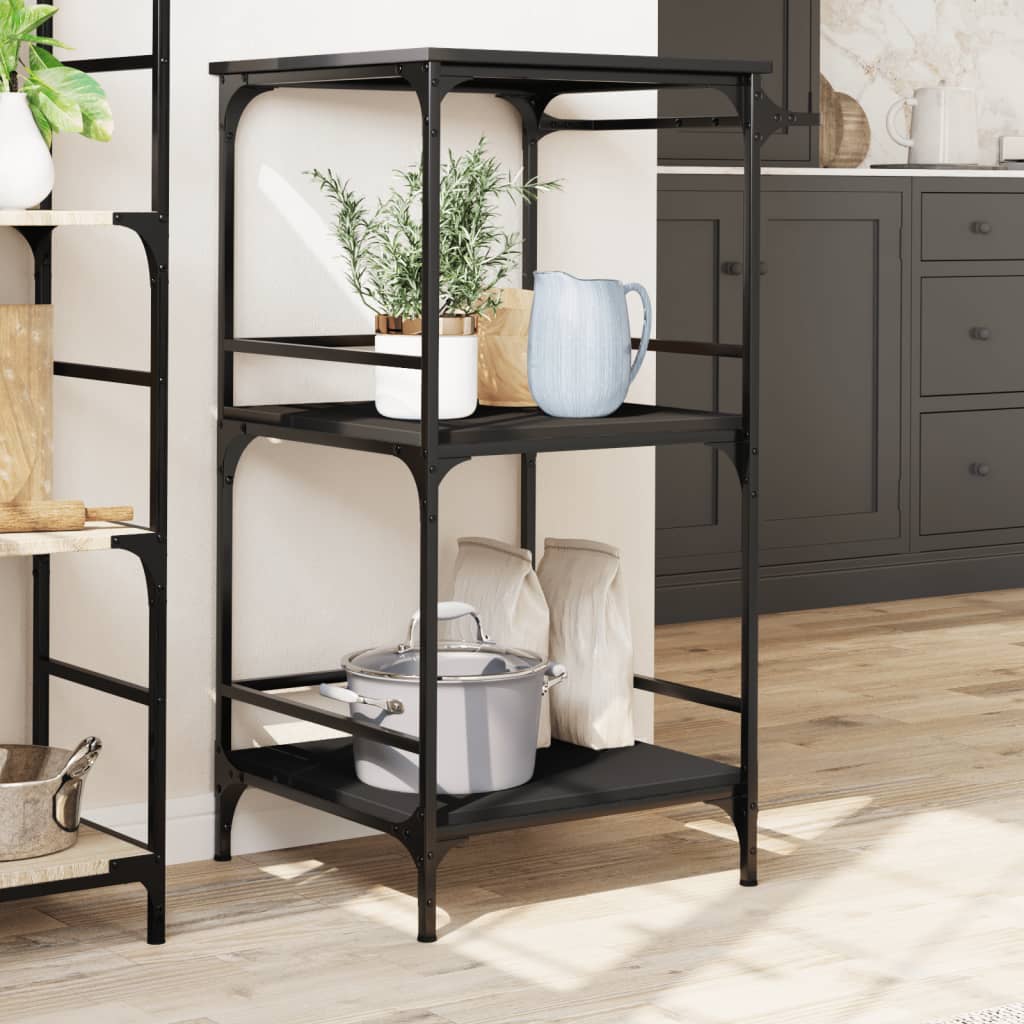 Carrello da Cucina Nero 60,5x50x105 cm in Legno Multistrato 842336