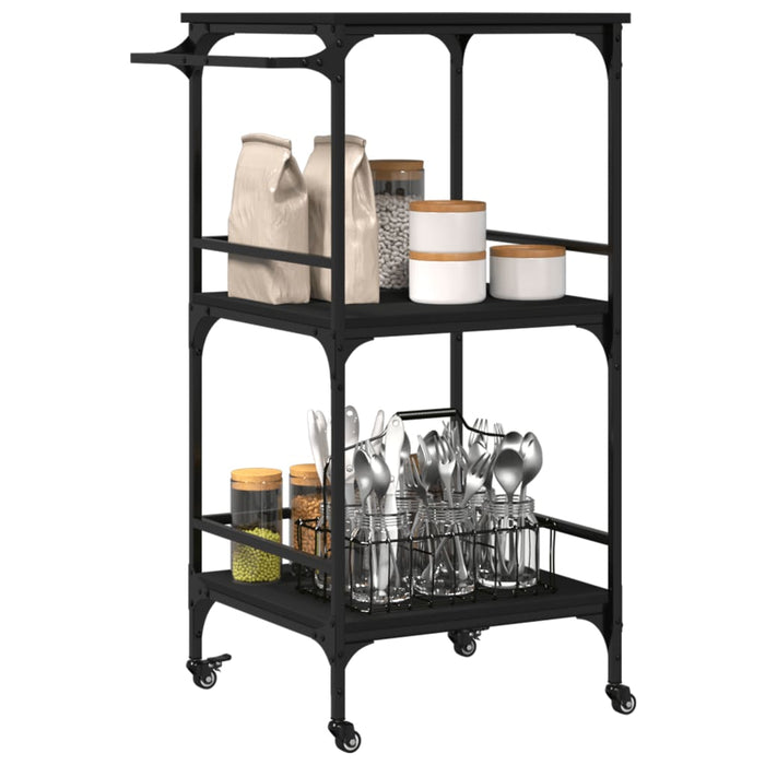 Carrello da Cucina Nero 60,5x50x105 cm in Legno Multistrato 842336