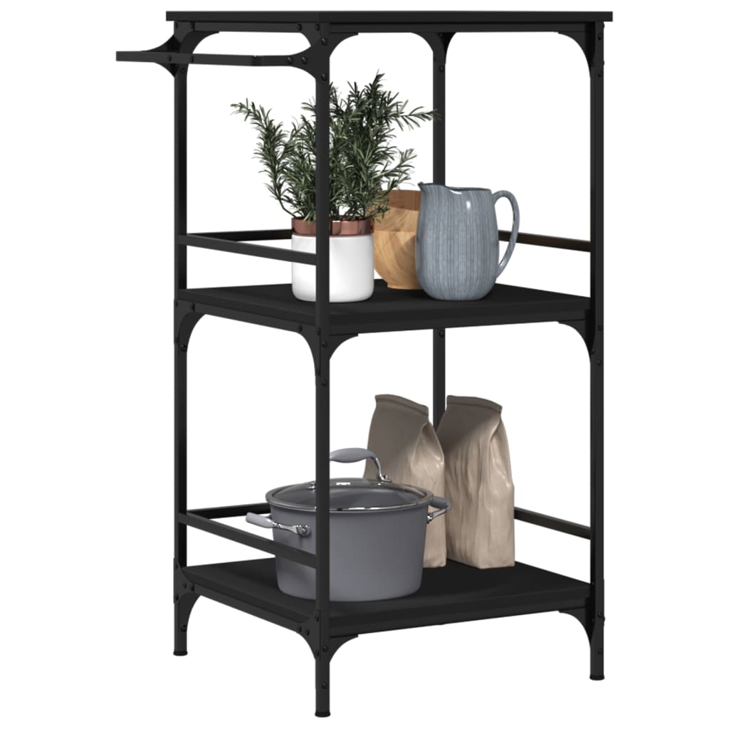 Carrello da Cucina Nero 60,5x50x105 cm in Legno Multistrato 842336