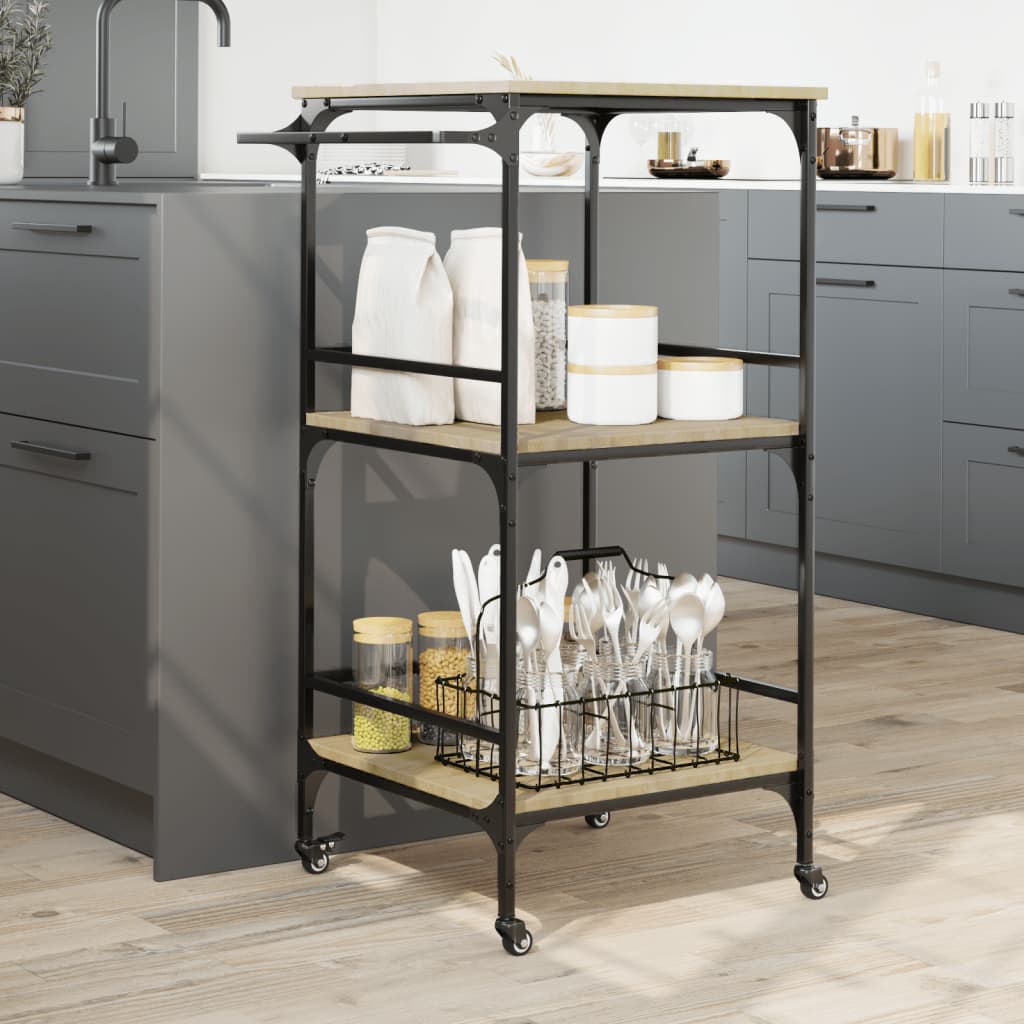 Carrello da Cucina Rovere Sonoma 60,5x50x105 cm 842337