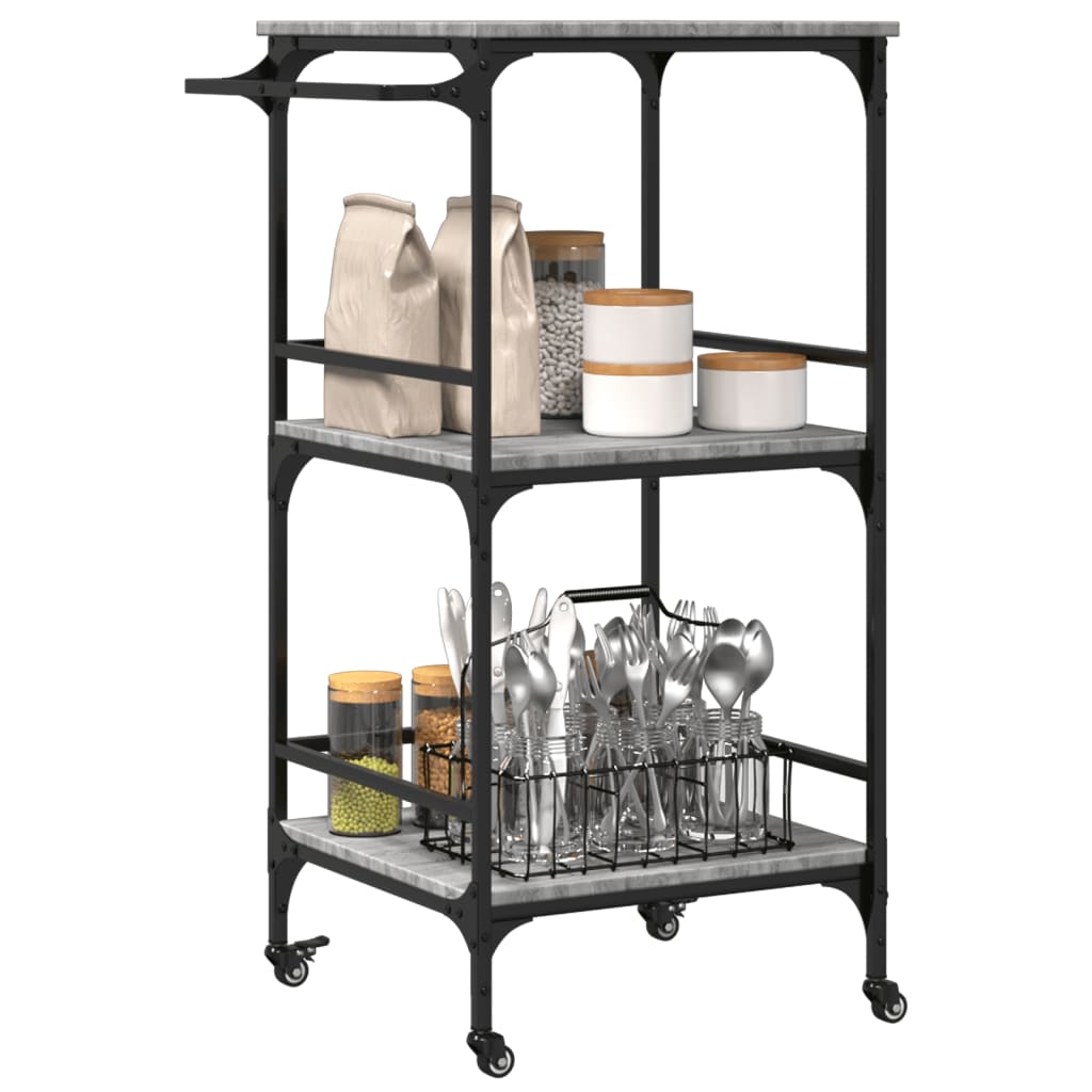 Carrello da Cucina Grigio Sonoma 60,5x50x105 cm 842339