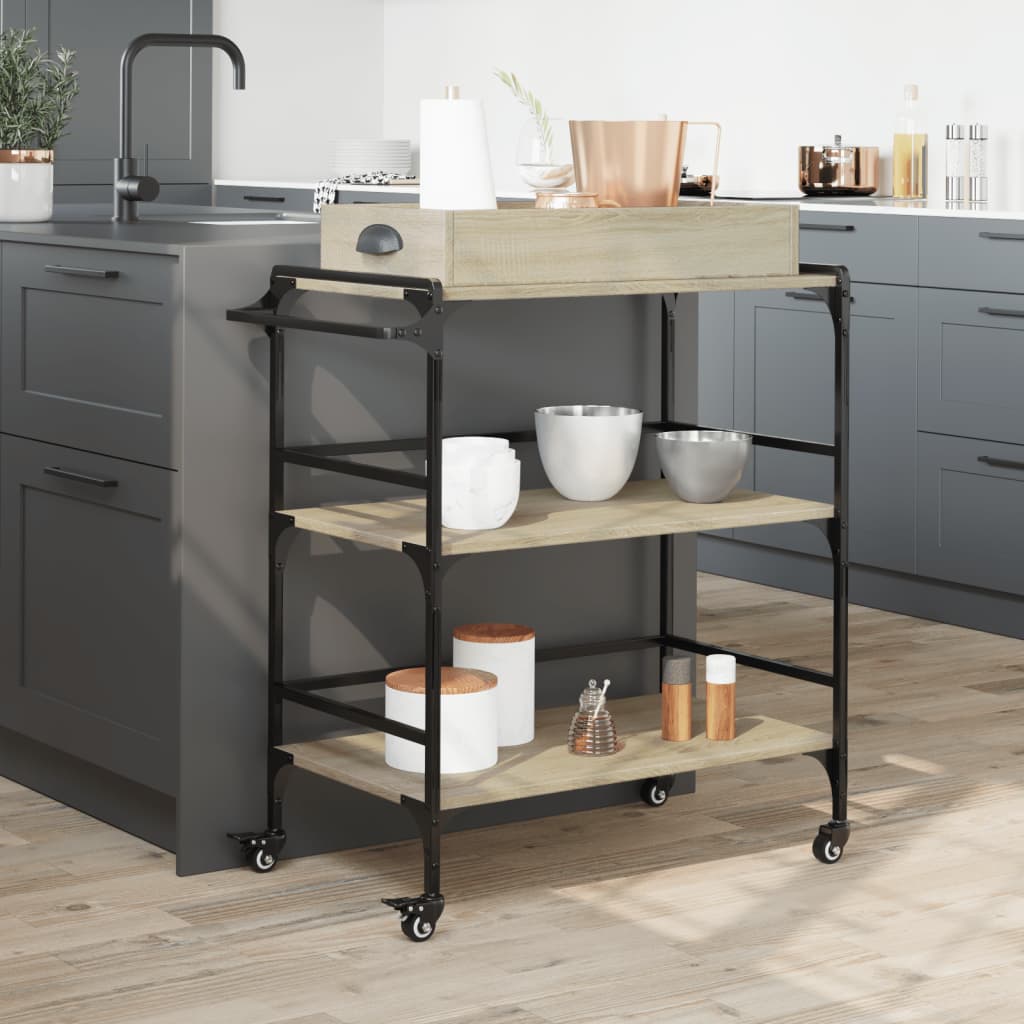 Carrello Cucina Rovere Sonoma 81,5x41x92,5 cm Legno Multistrato 842342