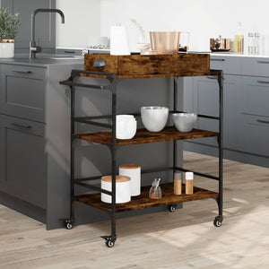 Carrello da Cucina Rovere Fumo 81,5x41x92,5cm Legno Multistrato 842343