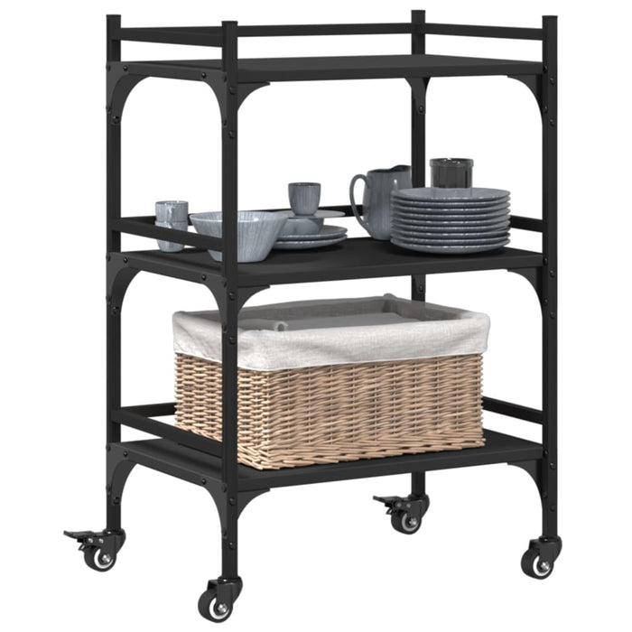 Carrello da Cucina Nero 50x35x75,5 cm in Legno Multistrato 842346