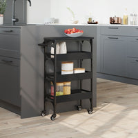 Carrello da Cucina Nero 53x20x76 cm in Legno Multistrato 842351