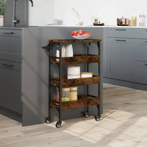 Carrello da Cucina Rovere Fumo 53x20x76 cm in Legno Multistrato 842353