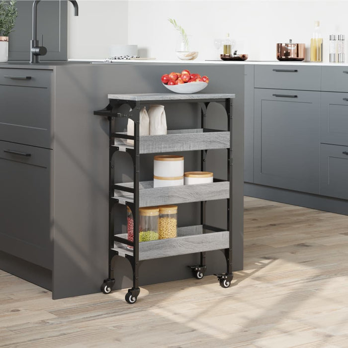 Carrello da Cucina Grigio Sonoma 53x20x76 cm Legno Multistrato 842354