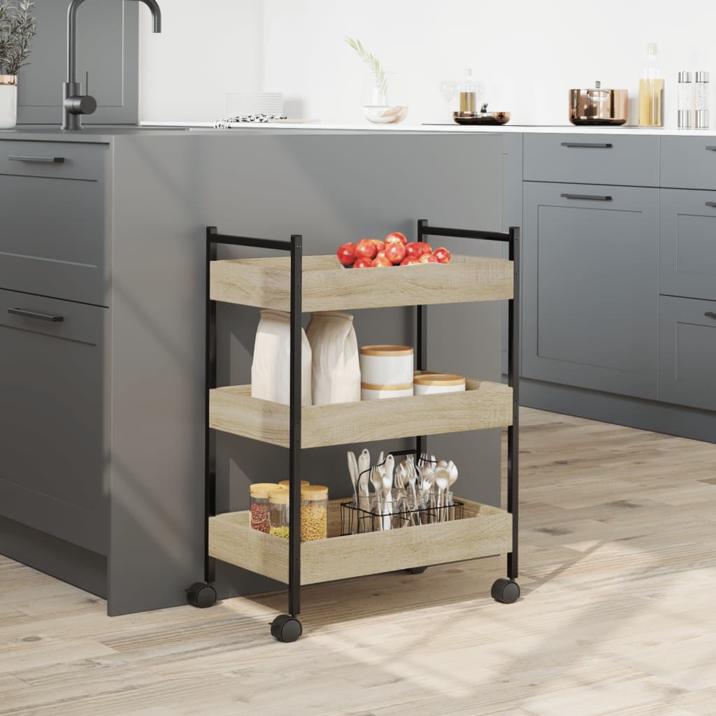 Carrello da Cucina Rovere Sonoma 50x30x70 cm Legno Multistrato 842357