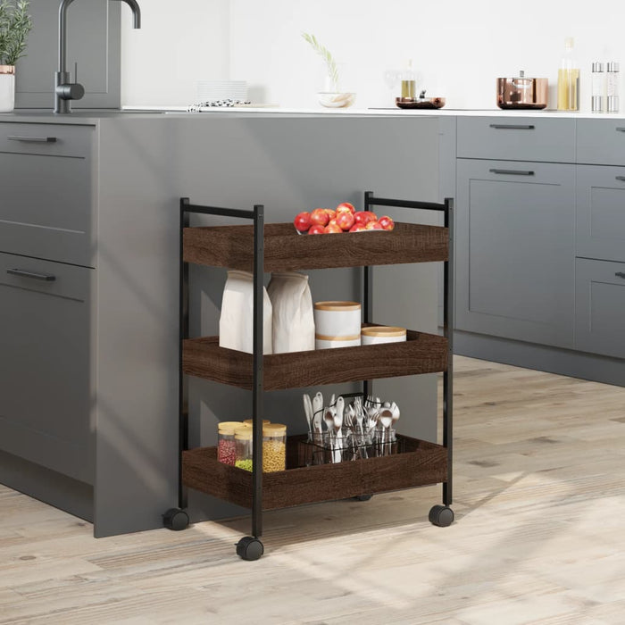 Carrello da Cucina Rovere Marrone 50x30x70 cm Legno Multistrato 842360