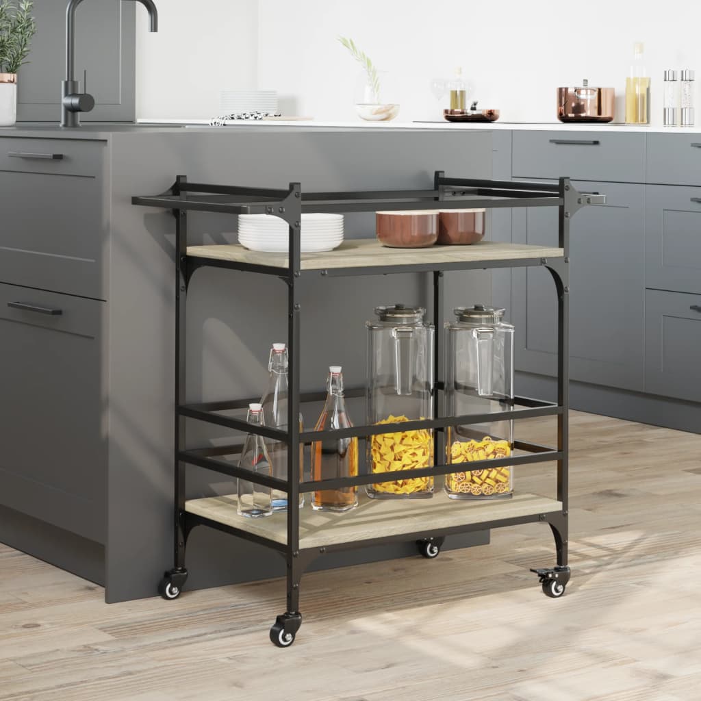 Carrello da Cucina Rovere Sonoma 82x40x78,5cm Legno Multistrato 842362