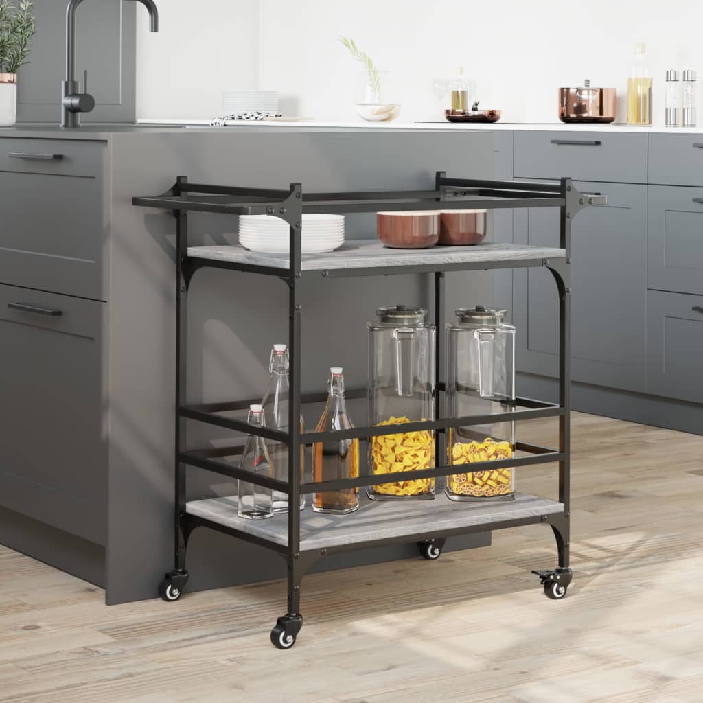 Carrello da Cucina Grigio Sonoma 82x40x78,5cm Legno Multistrato 842364