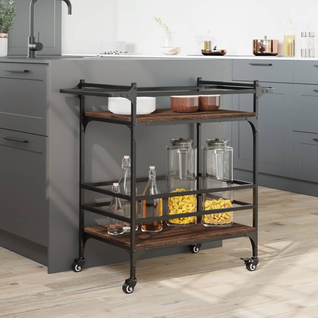 Carrello Cucina Rovere Marrone 82x40x78,5 cm Legno Multistrato 842365