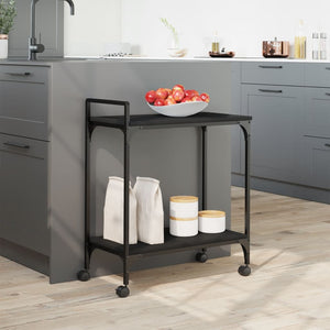 Carrello da Cucina Nero 60,5x31x72,5 cm in Legno Multistrato 842366