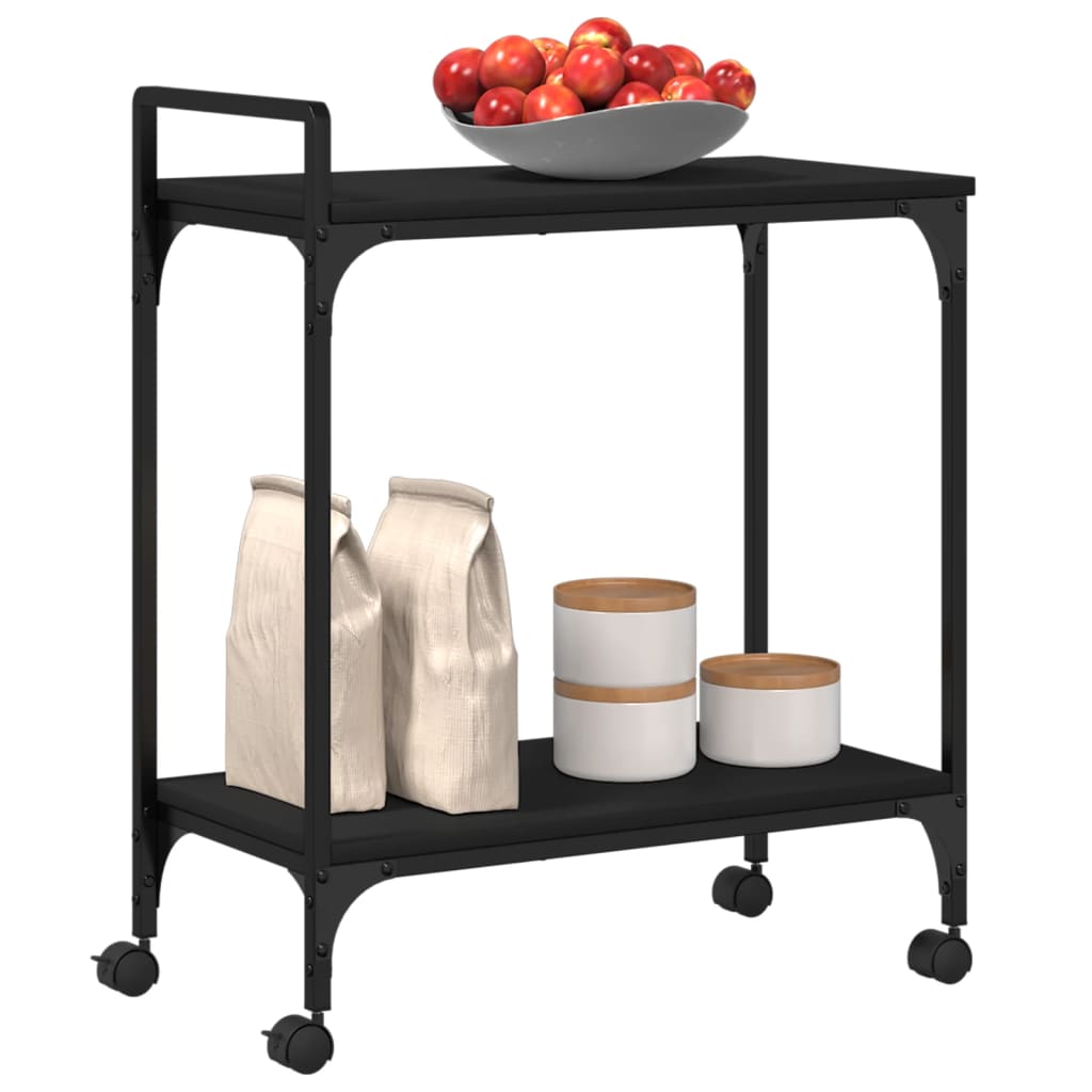 Carrello da Cucina Nero 60,5x31x72,5 cm in Legno Multistrato 842366