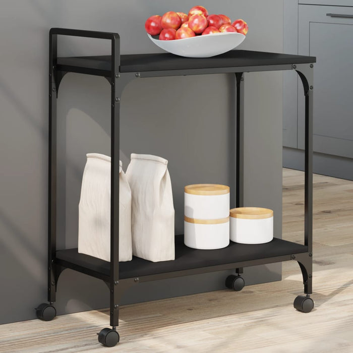 Carrello da Cucina Nero 60,5x31x72,5 cm in Legno Multistrato 842366