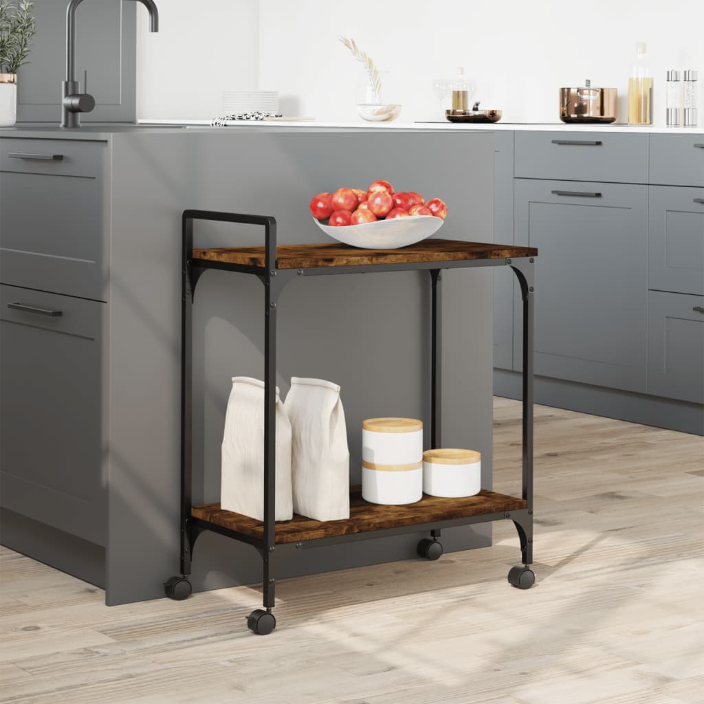 Carrello da Cucina Rovere Fumo 60,5x31x72,5cm Legno Multistrato 842368