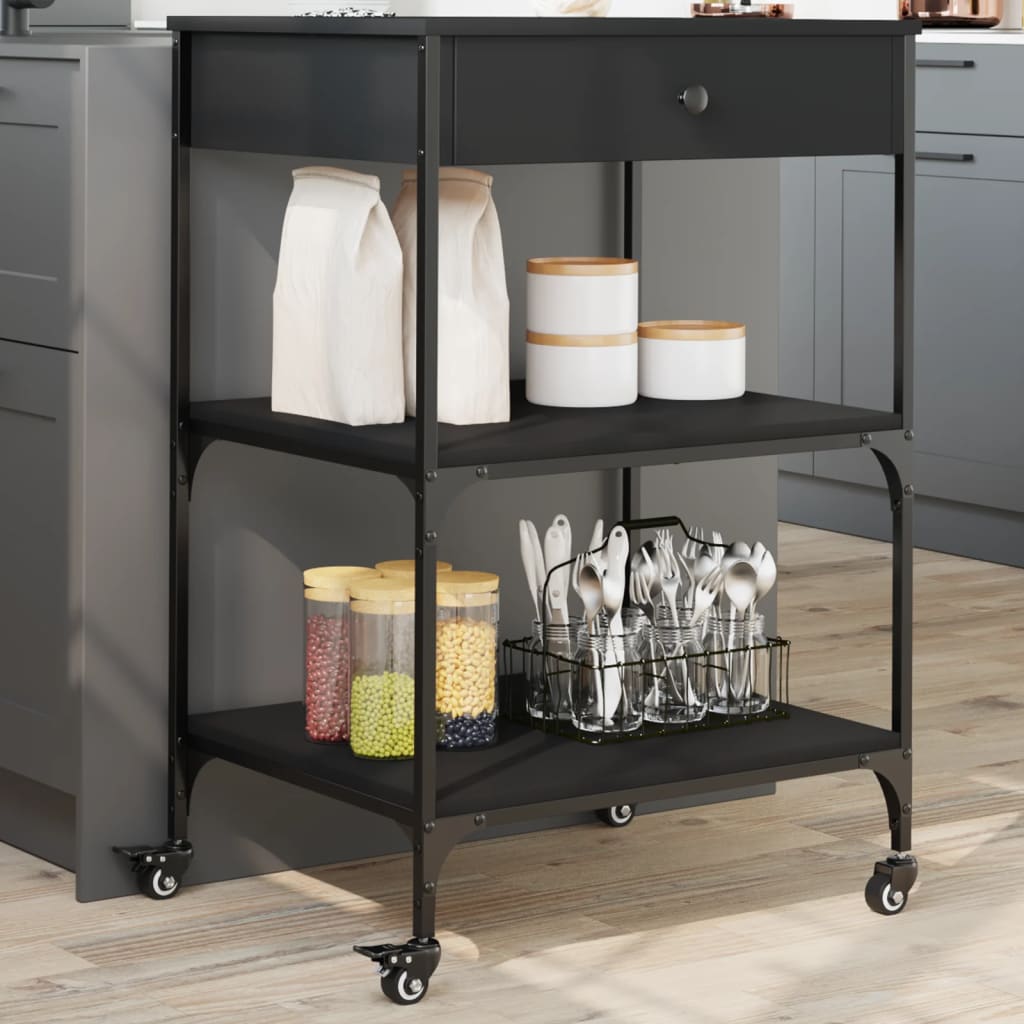 Carrello da Cucina Nero 60x48x89,5 cm in Legno Multistratocod mxl 89856