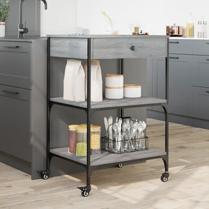 Carrello da Cucina Grigio Sonoma 60x48x89,5cm Legno Multistrato 842374