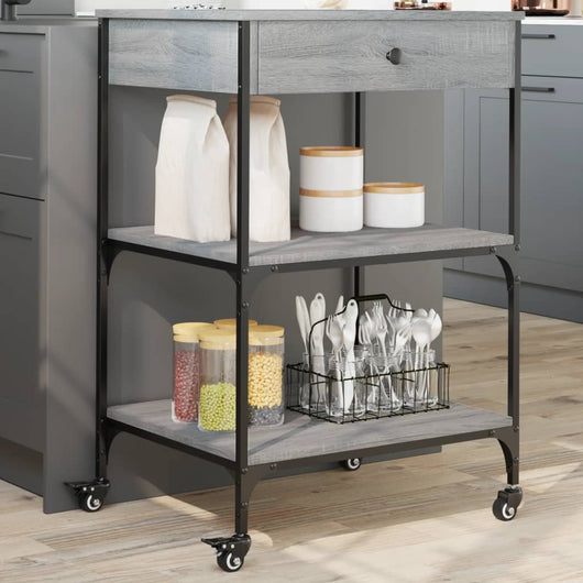 Carrello da Cucina Grigio Sonoma 60x48x89,5cm Legno Multistrato 842374