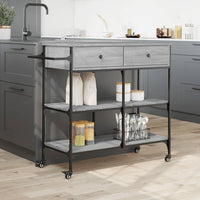 Carrello Cucina Grigio Sonoma 105x42x95 cm in Legno Multistrato 842379