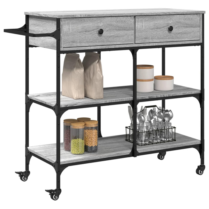 Carrello Cucina Grigio Sonoma 105x42x95 cm in Legno Multistrato 842379