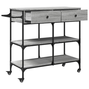 Carrello Cucina Grigio Sonoma 105x42x95 cm in Legno Multistrato 842379