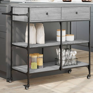 Carrello Cucina Grigio Sonoma 105x42x95 cm in Legno Multistrato 842379