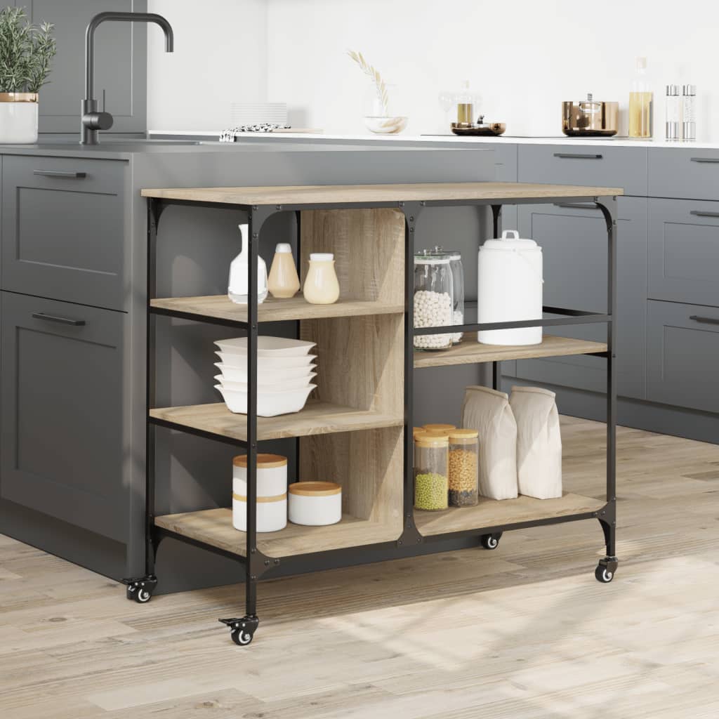 Carrello Cucina Rovere Sonoma 100x48x89,5 cm Legno Multistrato 842382