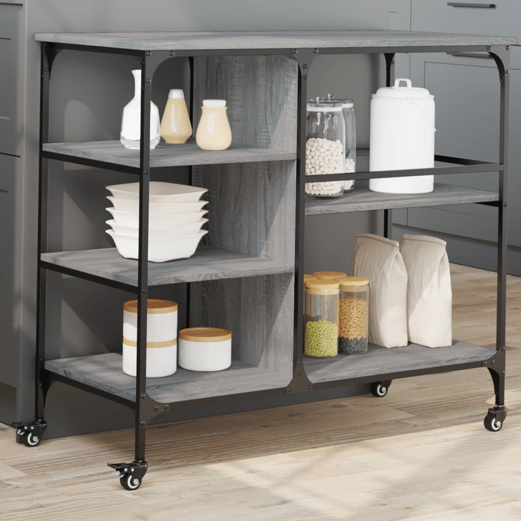 Carrello Cucina Grigio Sonoma 100x45x89,5 cm Legno Multistrato 842384