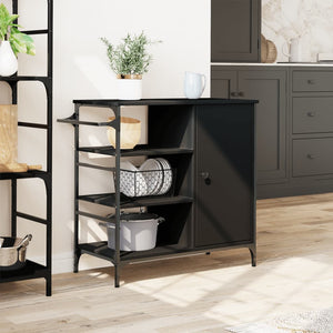 Carrello da Cucina Nero 87,5x38,5x84,5 cm in Legno Multistrato 842386