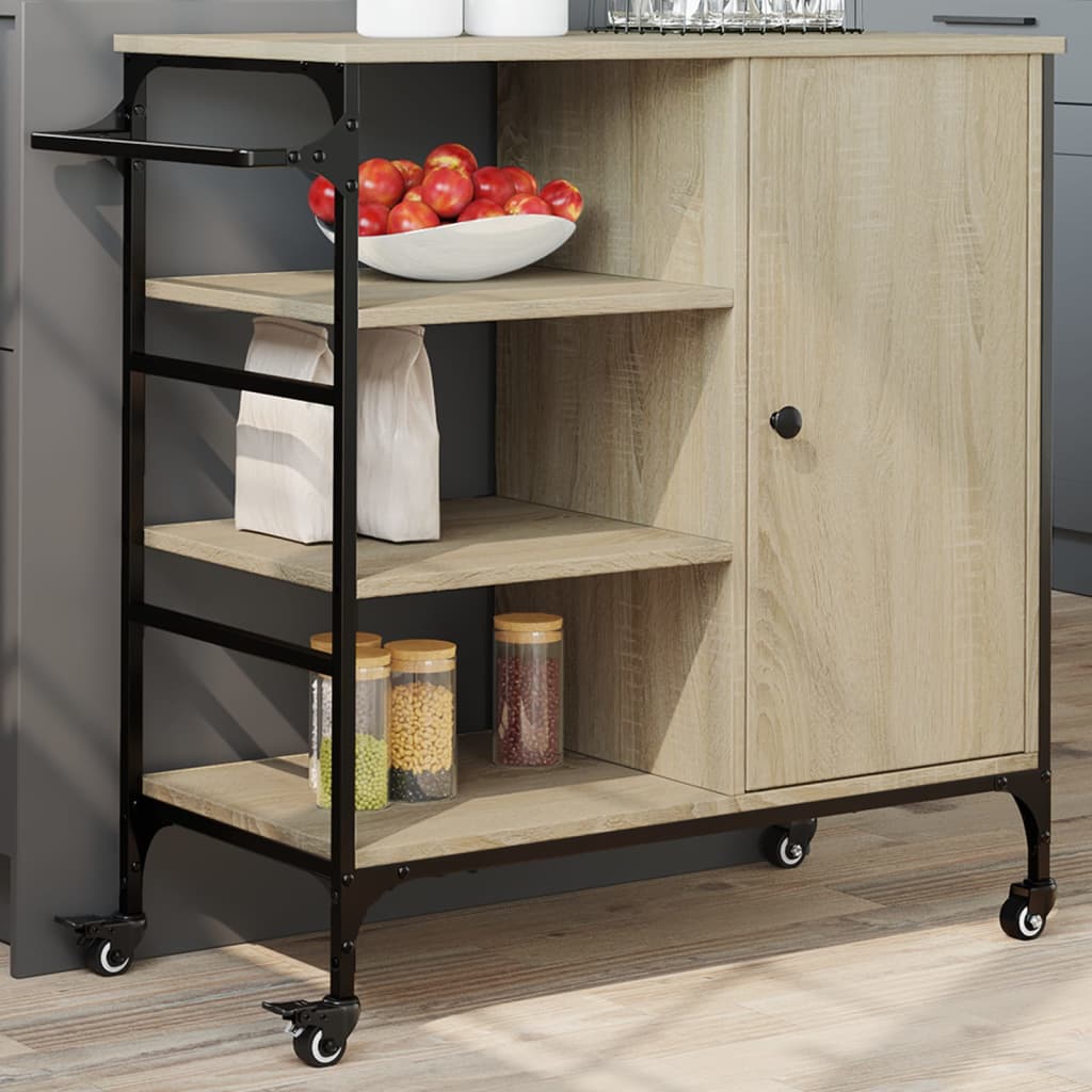 Carrello da Cucina Rovere Sonoma 87,5x38,5x84,5 cm Multistrato 842387