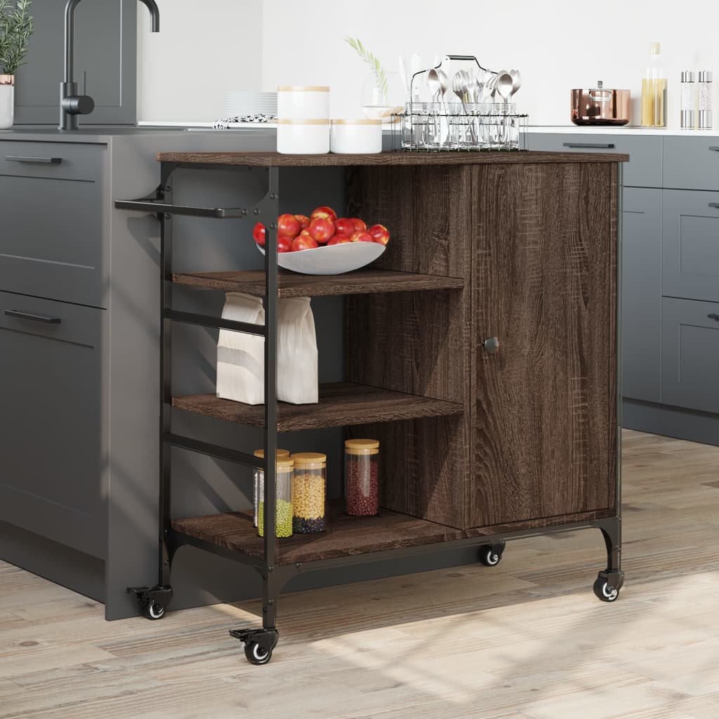 Carrello da Cucina Rovere Marrone 87,5x38,5x84,5 cm Multistratocod mxl 89863