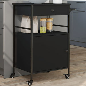 Carrello da Cucina Nero 56x43x89,5 cm in Legno Multistratocod mxl 114946