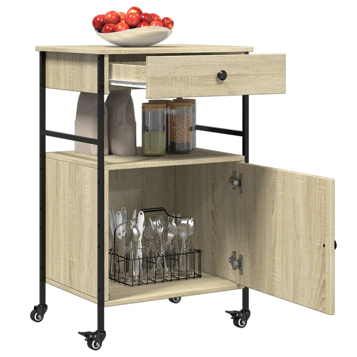 Carrello da Cucina Rovere Sonoma 56x43x89,5cm Legno Multistrato 842392