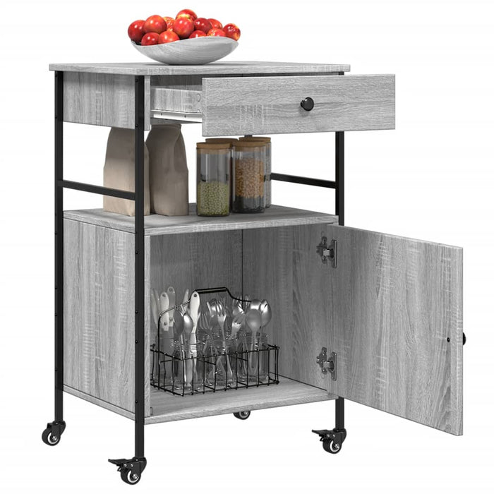 Carrello da Cucina Grigio Sonoma 56x43x89,5cm Legno Multistrato 842394