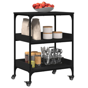 Carrello da Cucina Nero 60x41x80,5 cm in Legno Multistrato 842401