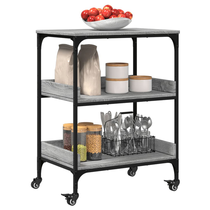 Carrello da Cucina Grigio Sonoma 60x41x80,5cm Legno Multistrato 842404