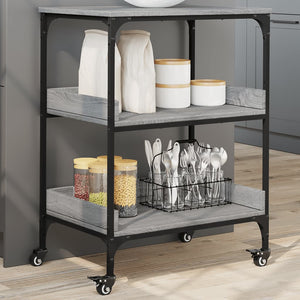 Carrello da Cucina Grigio Sonoma 60x41x80,5cm Legno Multistrato 842404