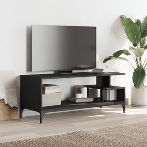 Mobile TV Nero 102x40x41cm Legno e Acciaio Verniciato a Polvere 842411