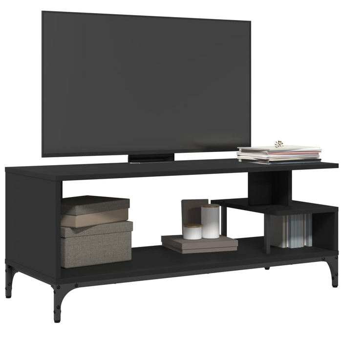 Mobile TV Nero 102x40x41cm Legno e Acciaio Verniciato a Polvere 842411