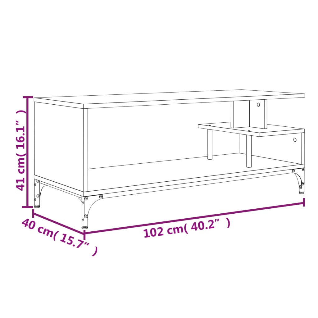 Mobile TV Nero 102x40x41cm Legno e Acciaio Verniciato a Polvere 842411