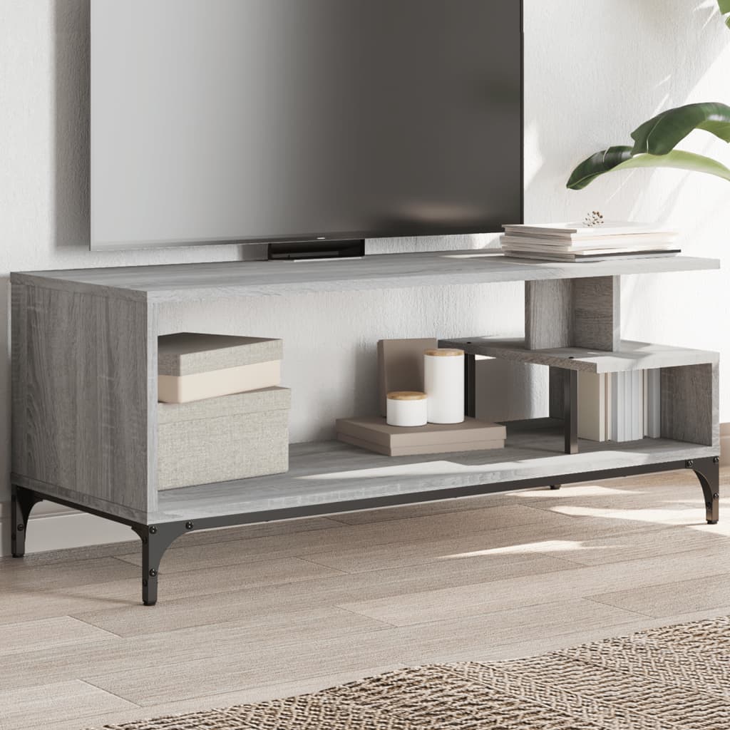 Mobile TV Grigio Sonoma 102x40x41cm Legno e Acciaio a Polvere 842414