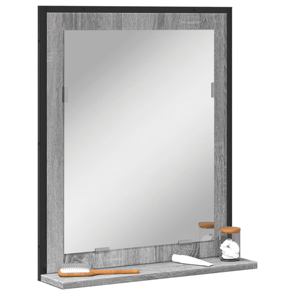 Specchio Bagno con Ripiano Grigio Sonoma 50x12x60cm Multistrato 842419